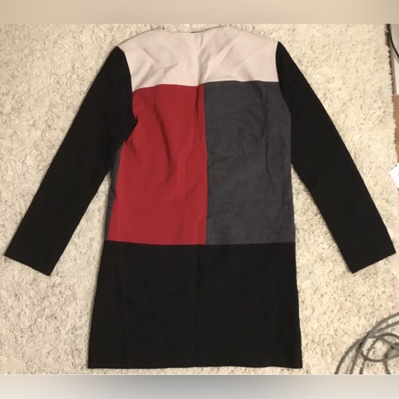 ZARA WOMAN color block gray black red color block long sleeve stretchy dress XS - Picture 4 of 4
